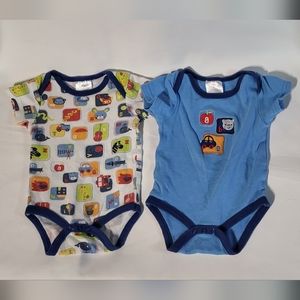 Baby Gear 0-3M Baby Boys 2pc Alphabet Graphics Short Sleeve Bodysuits Bundle